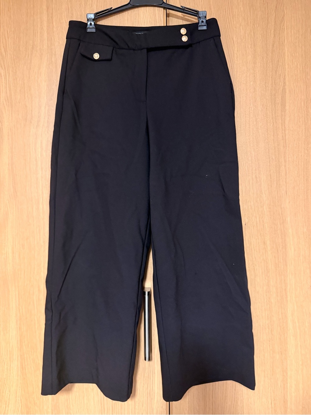 Rachel Zoe Black High-Rise Wide Leg Trousers with Gold Buttons - Picture 2 of 4